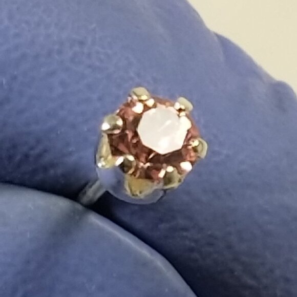 Swarovski Crystal Element - Stlg Silver Overlay Pink Stone "Tiny" Stud Earrings - Picture 8 of 13